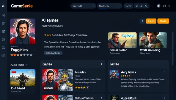 An AI interface displaying personalized game recommendations for a user, with detailed game profiles, ratings, and suggested genres, showcasing the interactive and user-centric experience of GameGenie AI's recommendation platform.