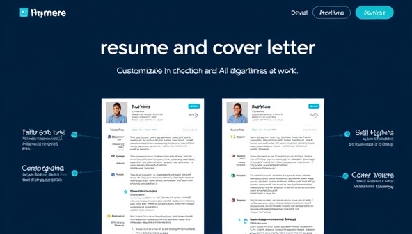 An innovative interface displaying the resume and cover letter customization process with AI algorithms at work, showcasing tailored job descriptions, skill highlights, and professional formatting, exuding efficiency and modernity in career services.