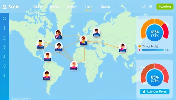 An engaging digital platform interface displaying a map with interconnected routes and profiles of users sharing rides, accompanied by colorful reward badges and points accumulation meters, encouraging participation and community building.