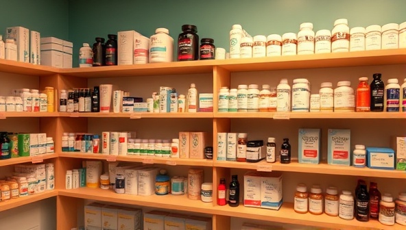 An empathetic virtual mental health pharmacy interface displaying a range of mental health products, resources, and online consultation options with mental health professionals, designed to create a supportive and informative environment for mental wellness.