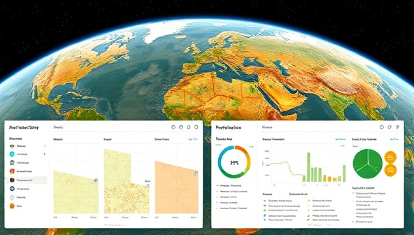 An innovative visual representation of AI algorithms analyzing satellite imagery of farmlands, detecting crop anomalies and health issues, with a digital dashboard displaying real-time insights and recommendations for farmers, highlighting the advanced technology and precision offered by HarvestGuard AI's crop health monitoring service.