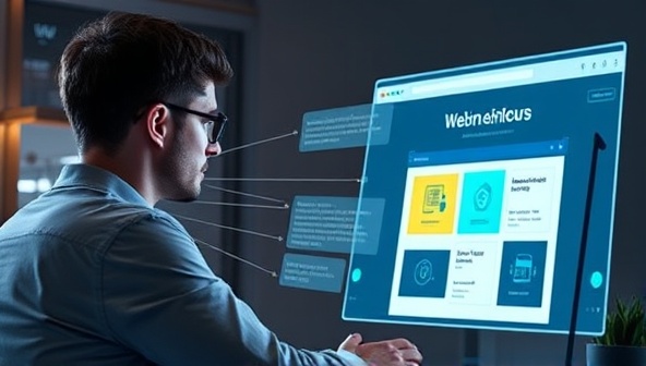 An engaging visual of a designer receiving real-time AI feedback on a website design, with the tool highlighting areas for improvement and suggesting design enhancements, showcasing the efficiency and effectiveness of DesignCritiqueAI in web design reviews.