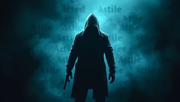 An intriguing movie poster featuring a shadowy figure in a mysterious setting, hinting at suspense and excitement, with subtle clues hidden in the design to engage viewers' curiosity.