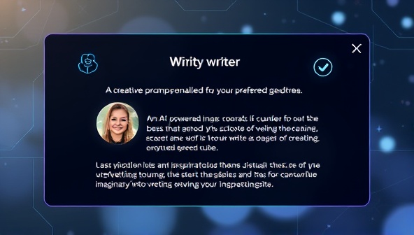 An AI-powered interface displaying a writer receiving a creative prompt personalized to their preferred genre, with visual cues and inspirational elements related to the prompt theme, sparking the writer's imagination and setting the stage for a captivating storytelling journey with Inspiro scribe.