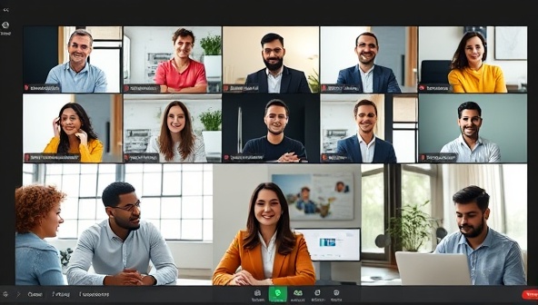 An online workshop setting with a diverse group of employees engaged in a virtual financial wellness session led by a knowledgeable facilitator, conveying collaboration and knowledge-sharing.
