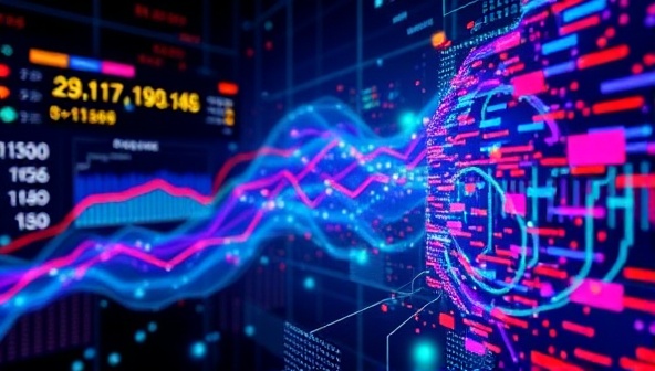 An abstract visualization of AI algorithms processing sports data and generating predictive insights, with colorful data streams and analytical patterns symbolizing the high-tech and data-driven nature of the AI-powered betting platform.