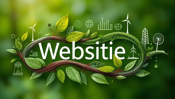 An artistic representation of a website design process intertwined with nature elements like leaves, trees, and renewable energy symbols, symbolizing the harmonious blend of technology and sustainability offered by EcoWeb Design Co.