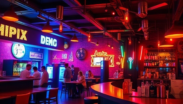 An enticing image capturing the vibrant atmosphere of Mix & Bet Casino Cocktails class, featuring a mixologist demonstrating cocktail techniques, participants enjoying hands-on mixing, and a casino-inspired bar setup with colorful ingredients and themed decorations, evoking the fun and creativity of crafting casino-themed drinks.