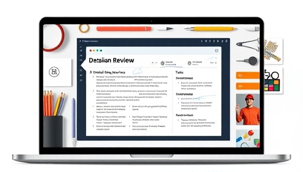 An online platform interface featuring a designer receiving a detailed portfolio review with annotations, suggestions, and examples of improvements, surrounded by design tools and inspirational design samples, demonstrating the valuable feedback and guidance provided by the DesignCritique service.