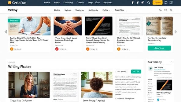 A modern and user-friendly website interface showcasing various writing portfolios with diverse styles and genres, accompanied by social sharing buttons and interactive features, reflecting a vibrant and supportive writing community on the platform.