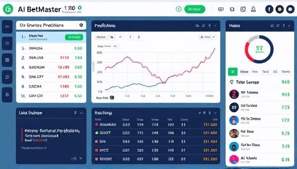 An AI algorithm interface on AI BetMaster displaying real-time sports betting predictions, statistical analysis, and personalized recommendations for users, emphasizing the data-driven approach and accuracy of the platform.