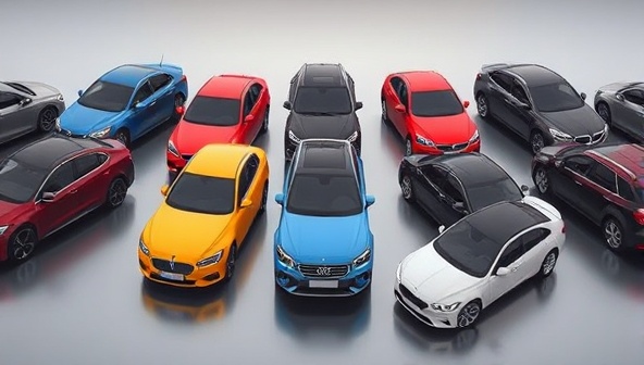 An image of a diverse lineup of cars available for subscription on a digital platform, showcasing the variety and flexibility of vehicle choices for users interested in car swapping and subscription services.