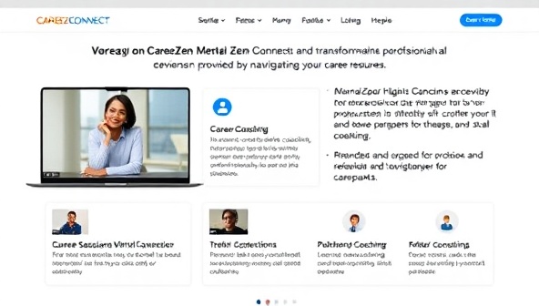 An interactive platform interface showcasing virtual career coaching sessions, mentorship connections, and professional development resources, highlighting the transformative and supportive environment provided by CareerZen Connect for professionals navigating their career paths.