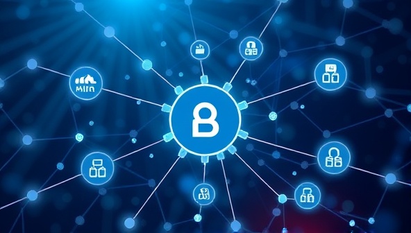 An illustration of a blockchain network connecting various nodes representing mining companies, regulators, and consumers, with transparent data flows and secure transactions, symbolizing the integrity and accountability of the blockchain transparency platform in mining supply chains.