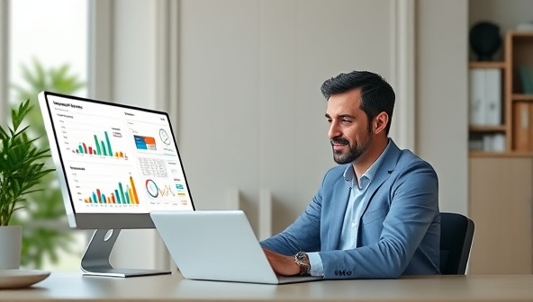 A virtual financial planning session with a certified financial planner analyzing a user's budget, investment portfolio, and retirement goals, providing personalized recommendations and wealth management strategies with FinanceFusion.