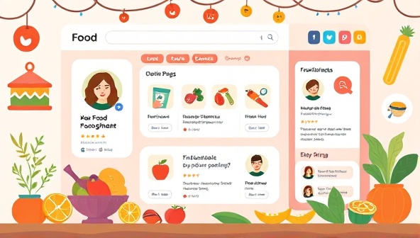 An engaging digital illustration showcasing a virtual food swap marketplace interface with colorful food icons, user profiles, and exchange listings, exuding a sense of community, diversity, and culinary exploration in a vibrant online environment.