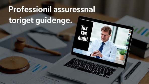 An image symbolizing professional assurance and support during tax audits, featuring a virtual tax professional assisting a client remotely, with legal documents and financial records in the background, representing guidance and expertise in navigating tax audit challenges.