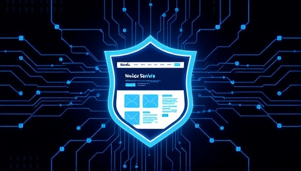 An innovative representation of interconnected blockchain blocks forming a shield around a website design, symbolizing the secure and tamper-proof nature of BlockSafe Design's blockchain-powered platform.