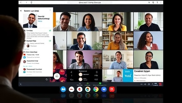 An online diversity and inclusion trainer leading a virtual workshop on cultural competence, with a diverse group of participants on the screen, interactive polls, and shared resources, creating an inclusive and educational virtual learning space.
