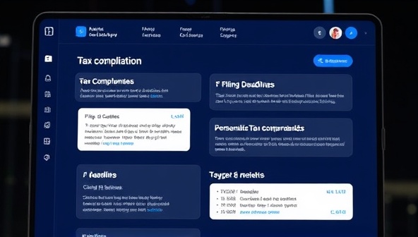 An engaging image of a digital platform interface displaying tax compliance notifications, filing deadlines, and personalized tax recommendations, creating a sense of ease and efficiency in managing tax obligations.