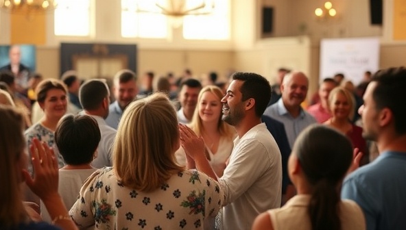 A heartwarming image of a nonprofit event being shared and celebrated on various social media platforms, showcasing community engagement, impact stories, and donor appreciation, symbolizing the outreach and impact facilitated by Impactful Outreach.