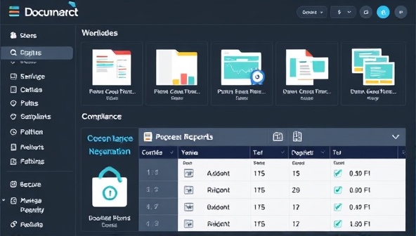 A digital platform interface displaying organized construction project documentation folders, progress reports, and compliance records, with secure access controls and real-time updates, showcasing the efficiency and accuracy of DocuConstruct's digital documentation service.
