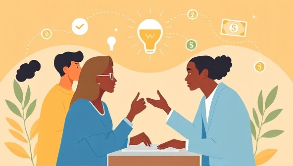 A digital illustration of a diverse group of people engaging in a virtual peer-to-peer lending transaction, with symbols of connectivity, trust, and financial empowerment in the background, representing a community-driven financial ecosystem.