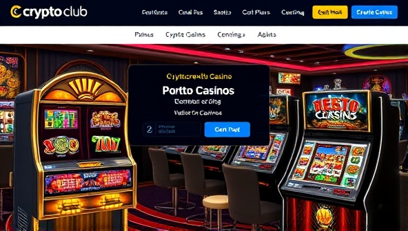 An online casino interface featuring crypto-themed slot machines and games, with virtual currencies displayed prominently, illustrating the fusion of cryptocurrency and traditional casino gaming in the Crypto Casino Club membership platform.