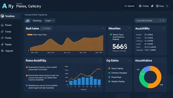 An AI-powered accessibility dashboard displaying a breakdown of accessibility issues on a website, with intuitive charts and recommendations for improvements, demonstrating the user-friendly and informative nature of AccessiBuddy AI.