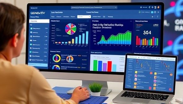 An engaging visual of the GenoHealth Insights platform showcasing a user receiving genetic test results, personalized health reports, lifestyle recommendations, and disease risk assessments, with colorful genetic data visuals and interactive health insights, illustrating the power of personalized genomics in health management.