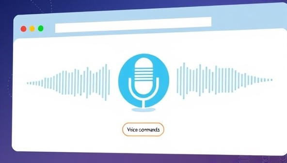 An engaging visual representation of a website interface with a microphone icon, voice waveforms, and interactive voice commands, symbolizing the seamless integration of voice technology into web design for enhanced user experiences.
