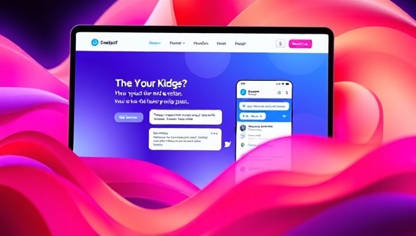 A visually striking image of a website interface with a chatbot widget engaging with a user, showcasing the seamless integration of design and interactive AI technology offered by BotDesign Pro.
