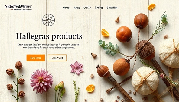An artistic representation of a microsite design featuring elements unique to a specific niche, such as intricate handcrafted products or locally sourced ingredients, conveying the tailored and specialized approach of NicheWebWorks.