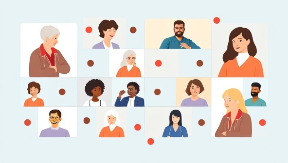 An online caregiver support network interface featuring diverse caregivers sharing experiences, accessing resources, and engaging in virtual support groups, creating a sense of community and solidarity in the challenging yet rewarding role of caregiving.