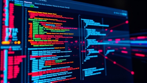 An AI algorithm generating a website layout in real-time, with colorful lines of code and design elements flowing onto a digital screen, illustrating the seamless and efficient website building process.