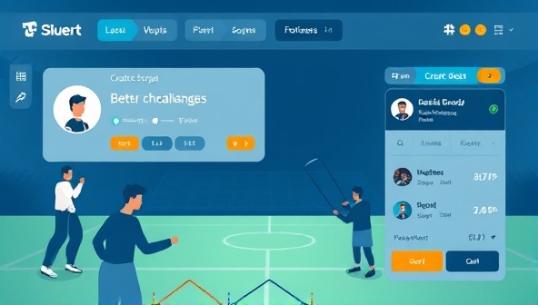 An illustration of a digital marketplace interface with users creating and accepting betting challenges, with sports icons and odds displayed prominently, conveying the concept of peer-to-peer betting and user-driven wagering on the platform.