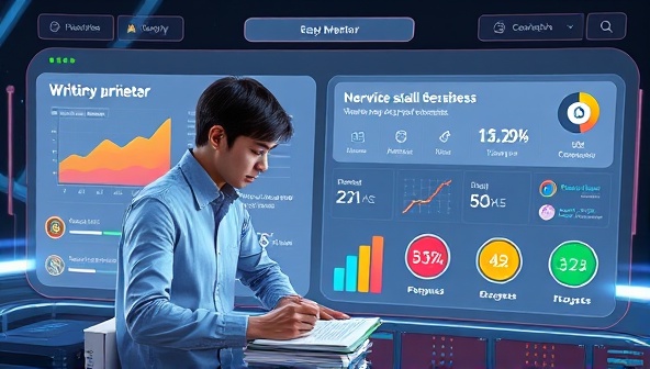 A futuristic digital interface displaying a virtual writing mentor guiding a writer through a series of interactive exercises and feedback sessions, with colorful progress charts and achievement badges, symbolizing the supportive and transformative journey of skill development offered by WisePen Mentor, capturing the essence of growth and creativity.
