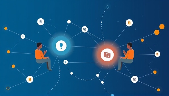 An illustration of interconnected users engaging in peer-to-peer betting transactions on the BetSwap Exchange platform, showcasing the decentralized and collaborative nature of the marketplace for custom betting contracts and negotiations.