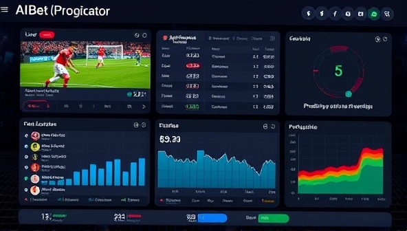 An AI interface displaying live sports events, betting odds, and predictive analysis charts, highlighting the advanced technology and data-driven approach of the AIBet Prognosticator platform.