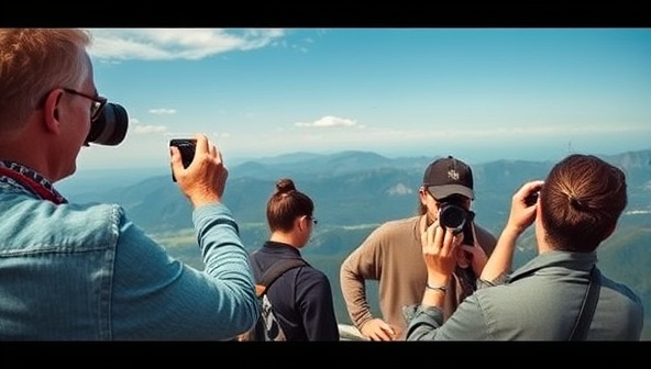 A captivating image of a photography workshop in action, with participants capturing breathtaking landscapes, receiving guidance from a professional photographer, and exchanging creative ideas, encapsulating the essence of learning and adventure at Capture Wanderlust Workshops.
