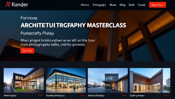 An online architectural photography masterclass platform showcasing stunning architectural images, behind-the-scenes photography setups, and editing demonstrations, inspiring participants to elevate their photography skills and capture architectural beauty with precision and artistry.