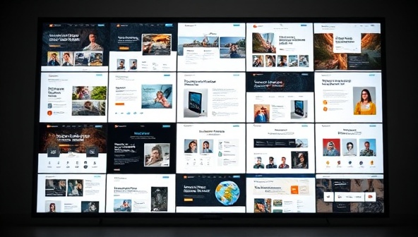 An array of diverse and visually appealing website templates showcased on a digital screen, representing versatility and customization options for different businesses and industries, sparking creativity and inspiration.