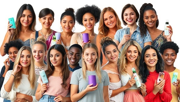 A digital collage featuring diverse micro-influencers in various niches, each holding a product related to their niche, symbolizing authenticity and targeted influencer partnerships.