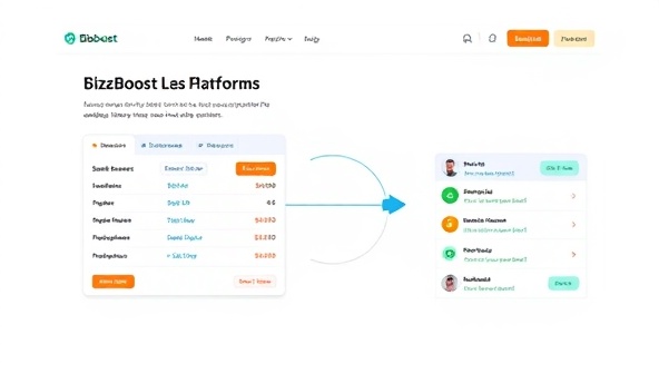 An online platform interface showing a seamless and user-friendly lending process, with small business owners submitting loan requests and individual investors reviewing investment opportunities, highlighting the simplicity and accessibility of BizBoost Loans.