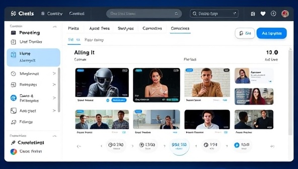 An AI-powered content creation platform interface displaying a variety of content formats being generated in real-time, with user-friendly controls and customization options, showcasing the efficiency and versatility of AI in content creation.