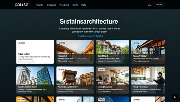 An online course platform interface showcasing a range of sustainable architecture courses, with engaging visuals and testimonials from industry experts, highlighting the educational value and practical insights offered by the courses, inspiring learners to enroll and upskill.