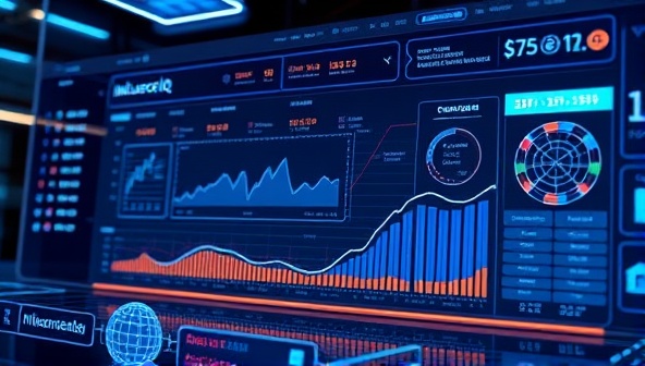 A futuristic interface showing a dashboard with graphs and data points, symbolizing the advanced analytics and machine learning capabilities of InfluencerIQ.