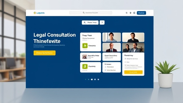 An online legal consultation platform interface featuring virtual meeting rooms, document sharing capabilities, and secure payment processing, creating a professional and user-friendly environment for clients seeking real estate legal advice through LegalEstate.