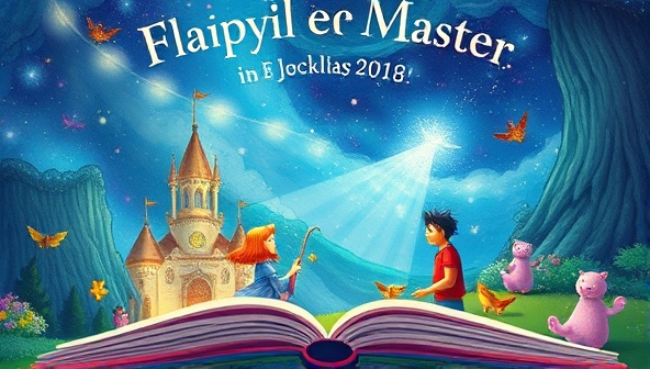An enchanting book cover illustration featuring a whimsical world with personalized characters, inviting readers to embark on a magical storytelling journey.