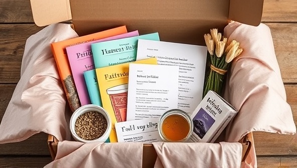 An aesthetically designed subscription box filled with colorful poetry collections, handwritten poems, artisanal teas, and cozy reading nook essentials, creating a sensory and immersive experience for poetry enthusiasts and subscribers.